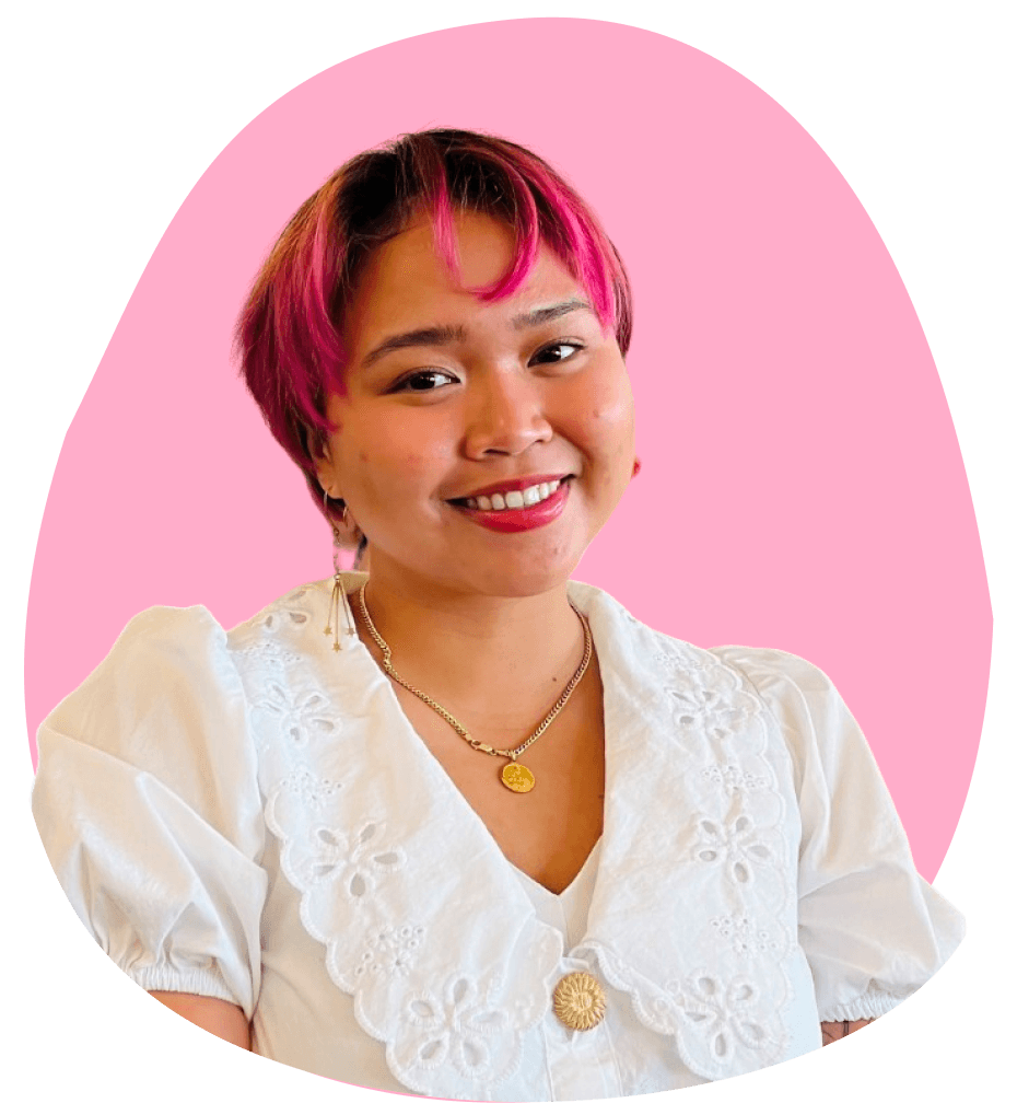 Headshot of Khela Maquiling with pink background